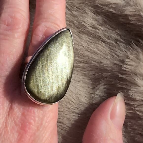 Silver Obsidian Silver Ring - Picture 3 of 5